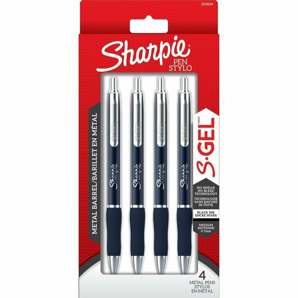 Newell Brands 0.7 mm Midnight Blue Metal Barrel Sharpie S-Gel Pen, 4PK NE462691